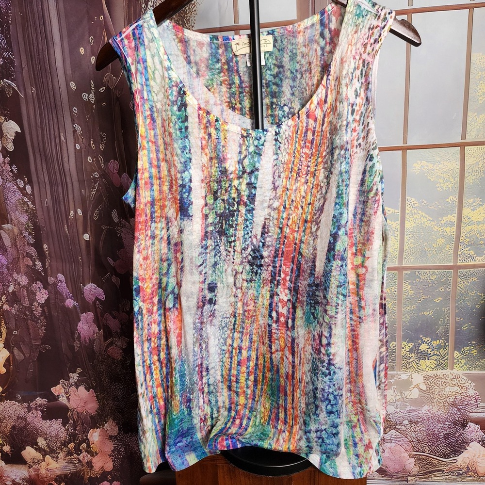 L | colorful bright multicolor boho sleeveless top made in USA